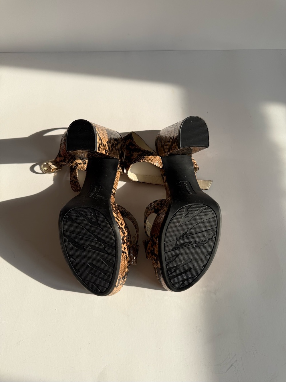 Anne Klein Brown Snake-Print Platform Sandals - Picture 14 of 16